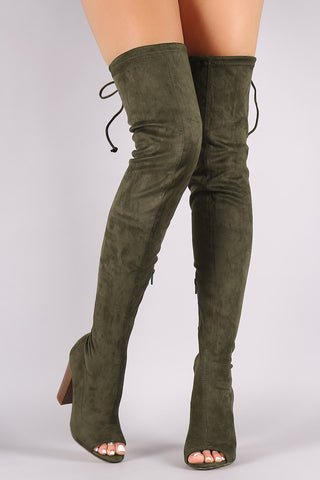 Slouchy Suede OTK Almond Toe Stiletto Boots