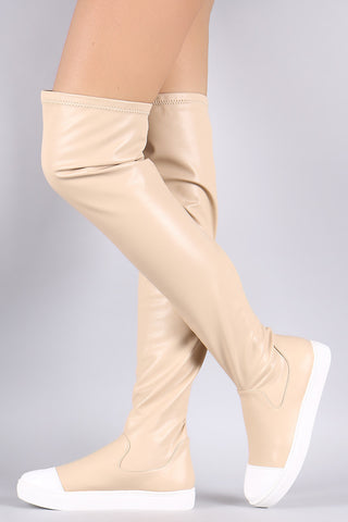 Slouchy Suede OTK Almond Toe Stiletto Boots