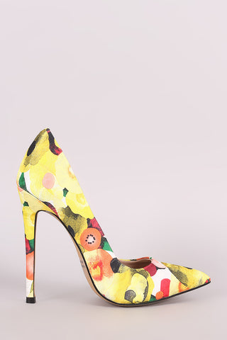 Qupid Metallic Pointy Toe Stiletto Pump