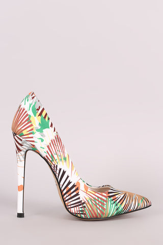 Qupid Metallic Pointy Toe Stiletto Pump