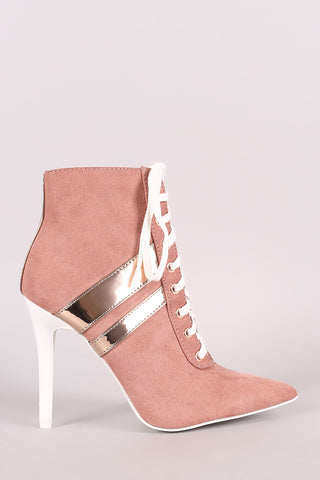 Liliana Denim Buckle Strap Exposed Back Chunky Heeled Booties