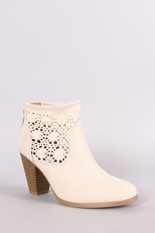 Liliana Denim Buckle Strap Exposed Back Chunky Heeled Booties
