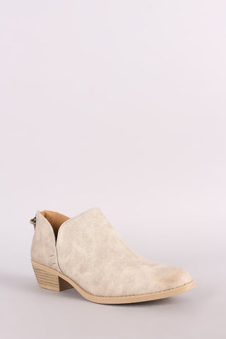 Liliana Denim Buckle Strap Exposed Back Chunky Heeled Booties
