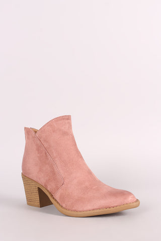 Liliana Denim Buckle Strap Exposed Back Chunky Heeled Booties