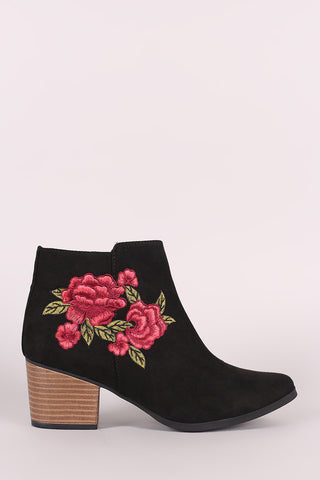 Liliana Denim Buckle Strap Exposed Back Chunky Heeled Booties