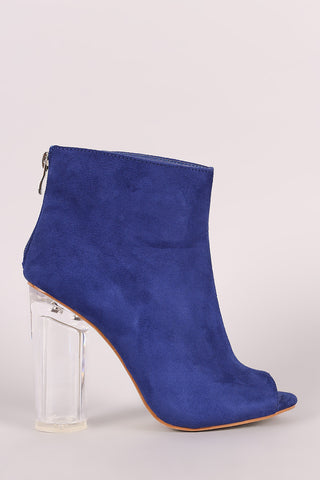 Liliana Denim Buckle Strap Exposed Back Chunky Heeled Booties