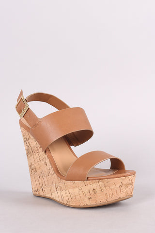 Bamboo Nubuck Ankle Strap Peep Toe Mule Wedge