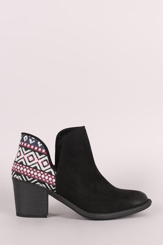 Liliana Denim Buckle Strap Exposed Back Chunky Heeled Booties