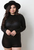 Semi-Sheer Contrast Diamond Pattern Romper